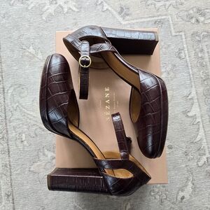 Sezane Babies High Kate Prune Croco Size 40